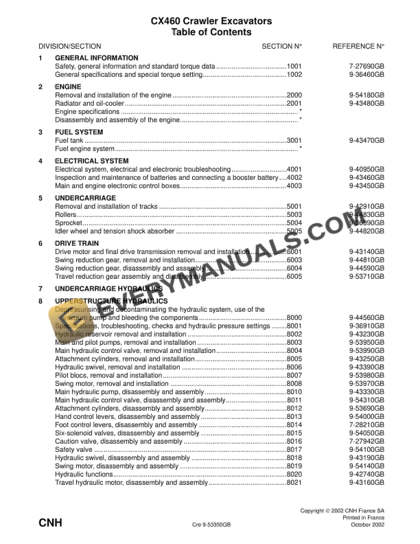 case cx460 crawler excavator service manual 9 53350gb 1