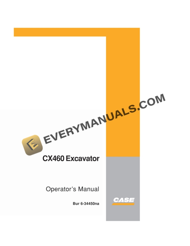 case cx460 excavator operator manual 6 34450na 1
