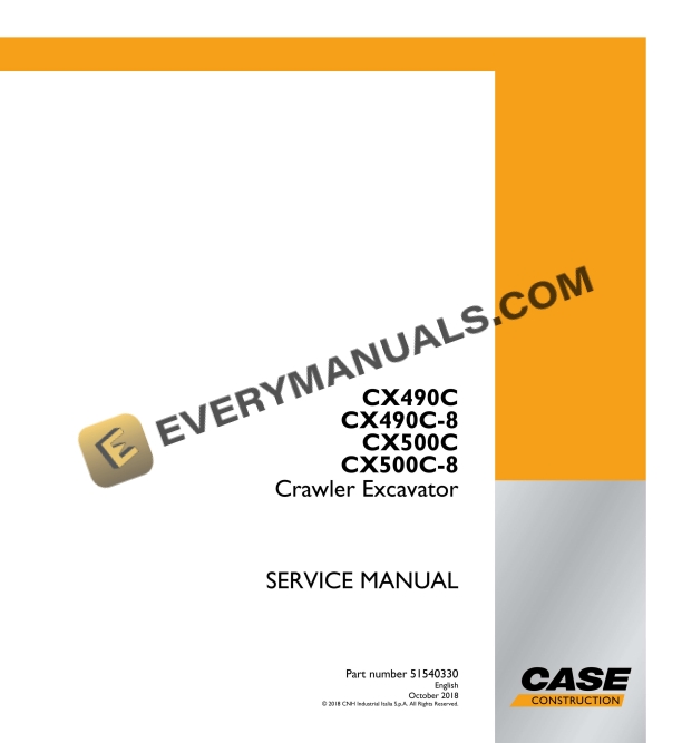 case cx490c cx490c 8 cx500c cx500c 8 crawler excavator service manual 51540330 1