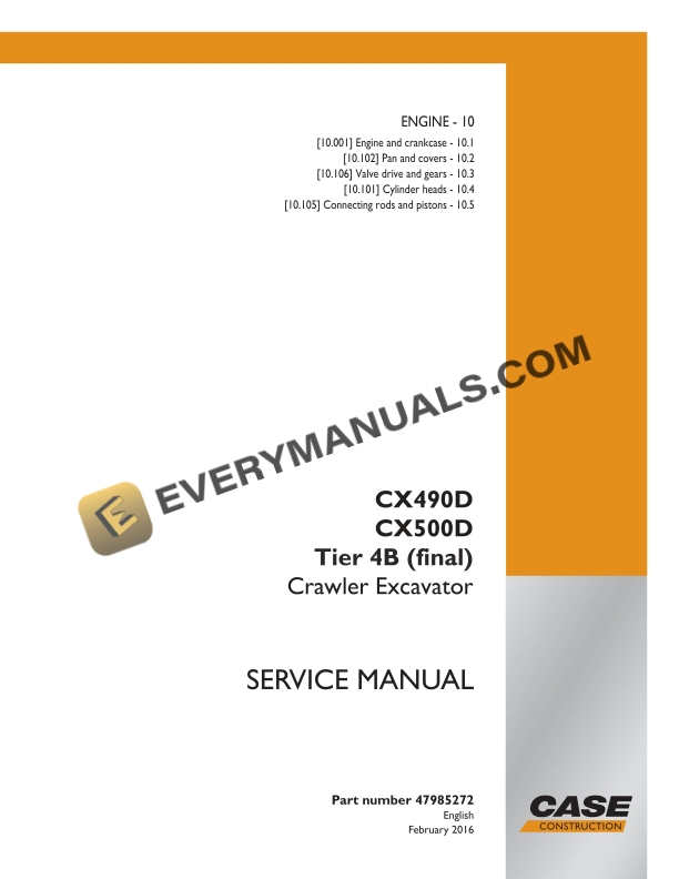 case cx490d cx500d tier 4b final crawler excavator service manual 47985272 1