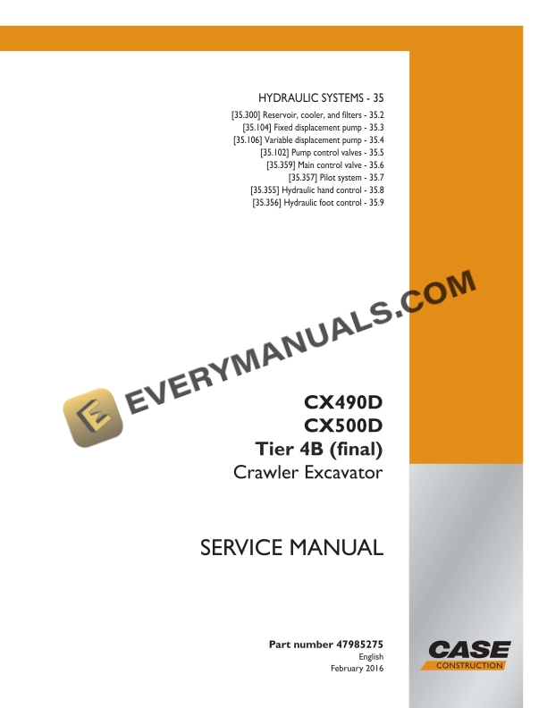 case cx490d cx500d tier 4b final crawler excavator service manual 47985275 1