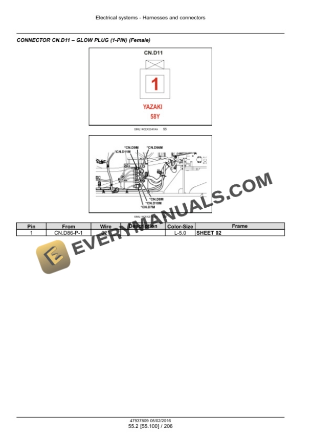 Case CX490D, CX500D Tier 4B (Final) Crawler Excavator Service Manual 47985279-5
