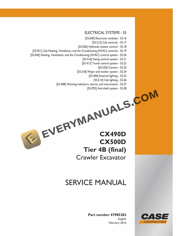 case cx490d cx500d tier 4b final crawler excavator service manual 47985282 1