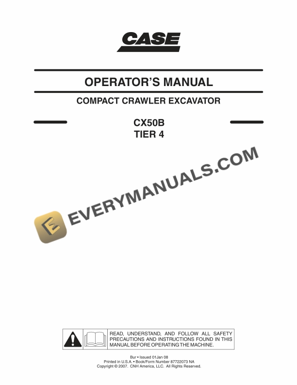 Case CX50B Tier 4 Compact Crawler Excavator Operator Manual 87722073 NA PDF 2 case cx50b tier 4 compact crawler excavator operator manual 87722073 na 1