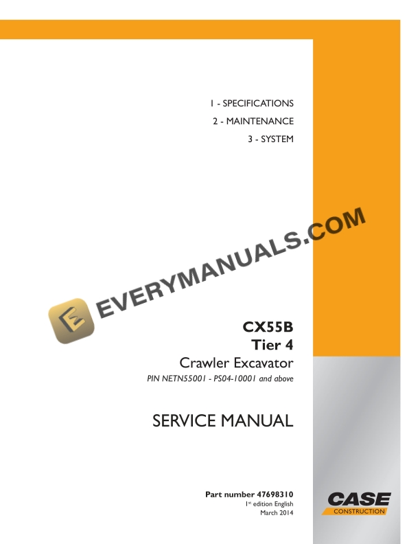 case cx55b tier 4 crawler excavator service manual 47698310 1