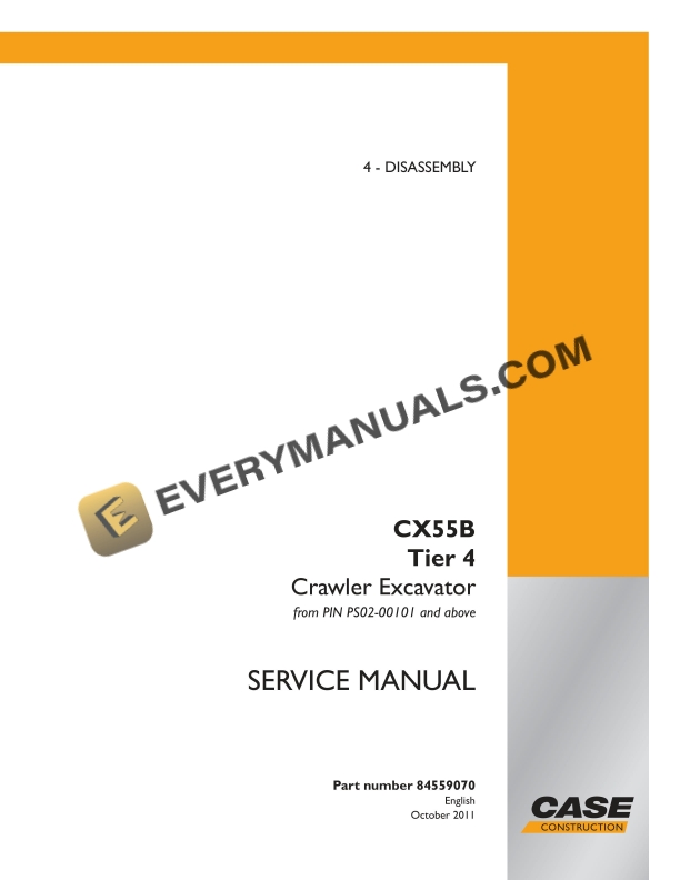 case cx55b tier 4 crawler excavator service manual 84559070 1
