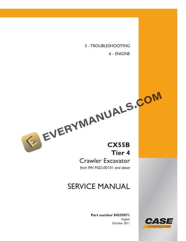 case cx55b tier 4 crawler excavator service manual 84559071 1