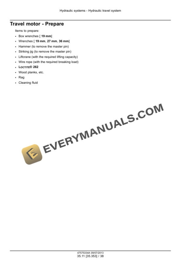 Case CX75C SR Midi Excavator Service Manual 47575334A PDF 5 Case CX75C SR Midi Excavator Service Manual 47575334A PDF - Image 3