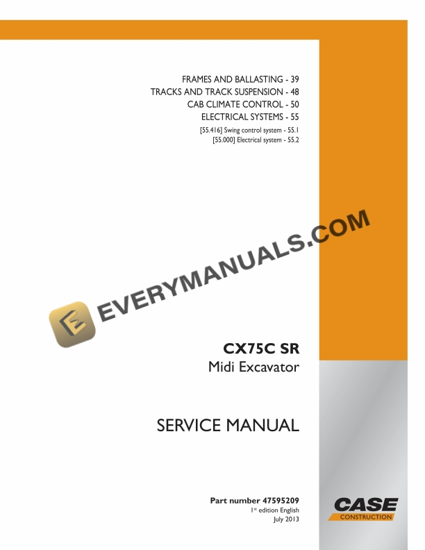 case cx75c sr midi excavator service manual 47595209 1