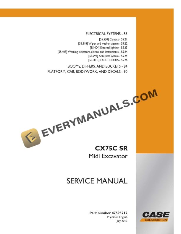 case cx75c sr midi excavator service manual 47595212 1