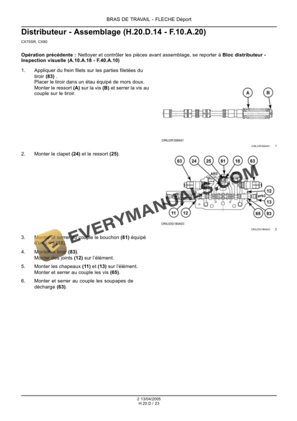 Case CX75SR Crawler Excavator Repair Manual 9-88311 FR-5