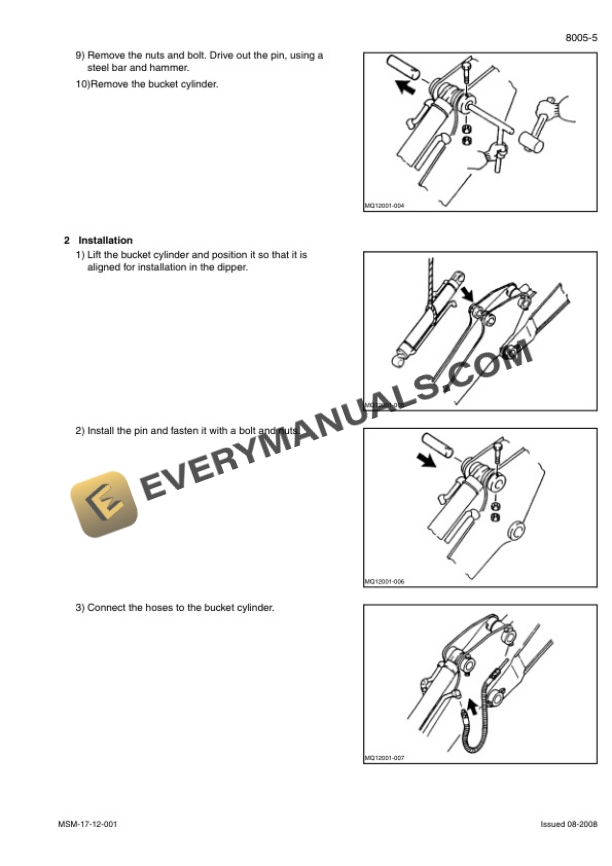 Case CX75SR, CX80 Tier 3 Crawler Excavator Service Manual 87676026A NA-3
