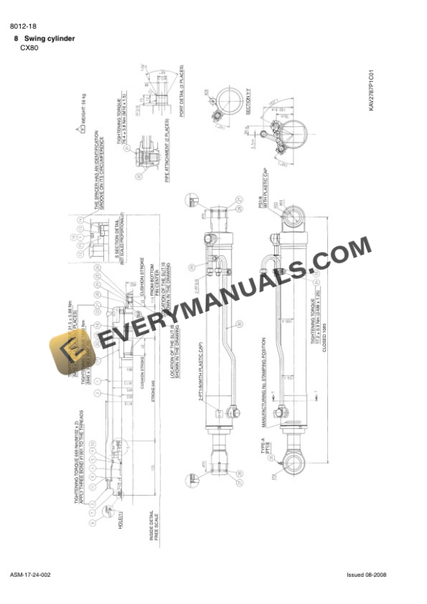 Case CX75SR, CX80 Tier 3 Crawler Excavator Service Manual 87676026A NA-4