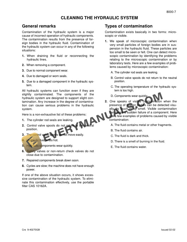 Case CX800 Crawler Excavator Service Manual 9-40300-3