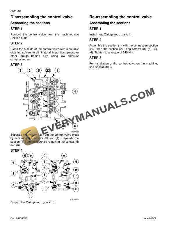 Case CX800 Crawler Excavator Service Manual 9-42690GB-4