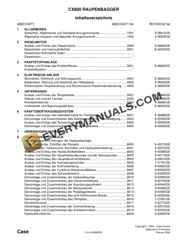 case cx800 crawler excavator service manual 9 42690ge 1
