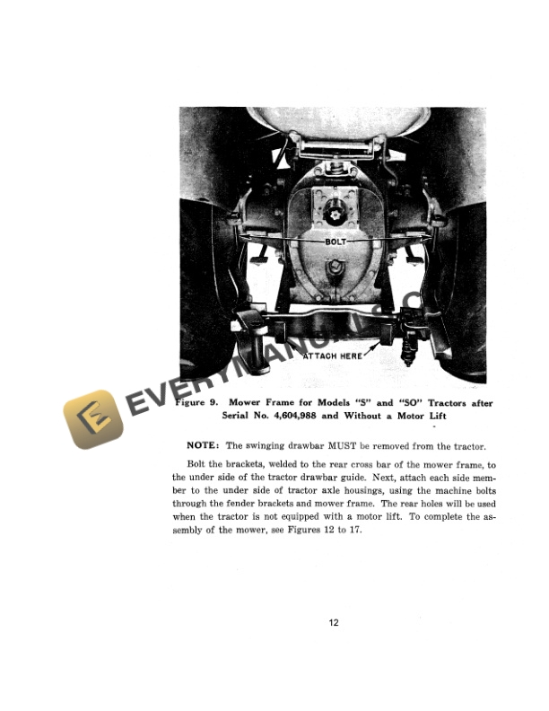 Case D Tractor Mounted Power Mower Operator Manual D1615-3