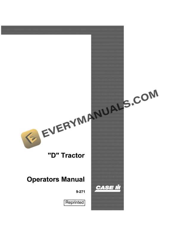 case d tractor operator manual 9 271 1