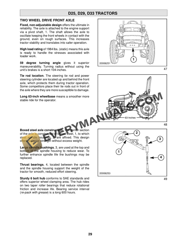 Case D25, D29, D33 Tractor Operator Manual 86618777-3