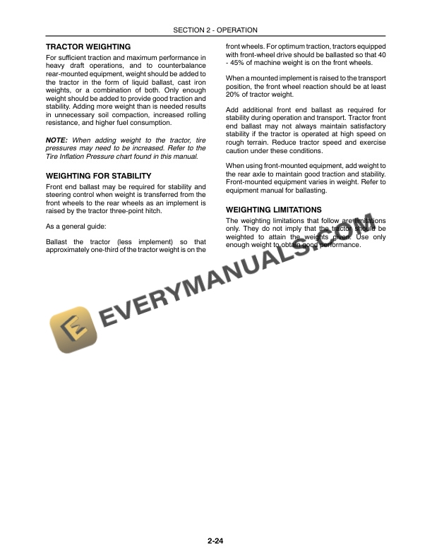 Case D25, D29, D33 Tractor Operator Manual 87024757-3