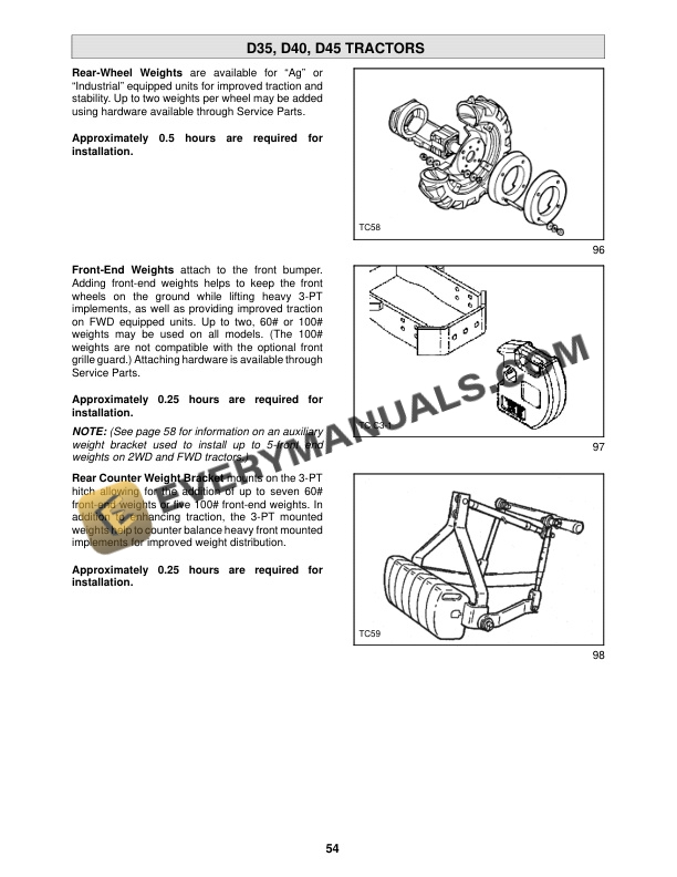 Case D35, D40, D45 Tractor Operator Manual 86618779-5