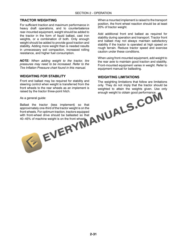 Case D35, D40, D45 Tractor Operator Manual 87319787-3