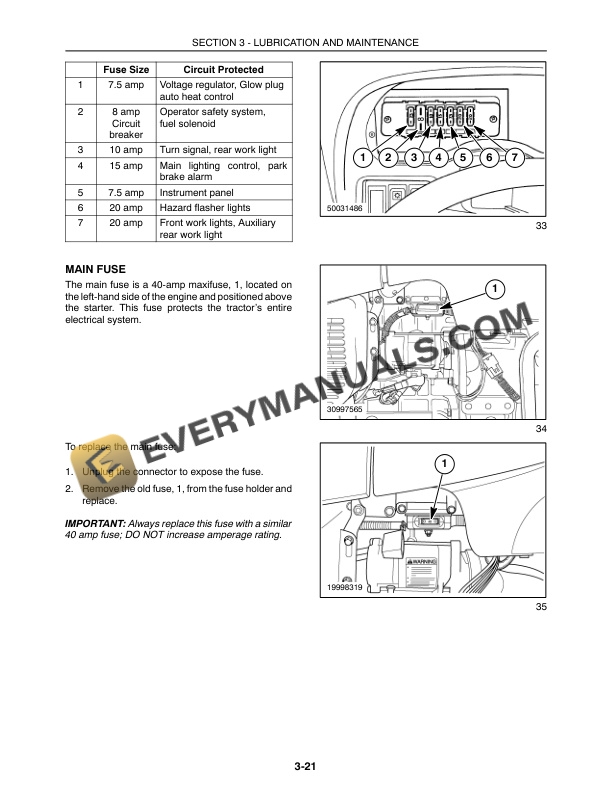 Case D35, D40, D45 Tractor Operator Manual 87319787-4