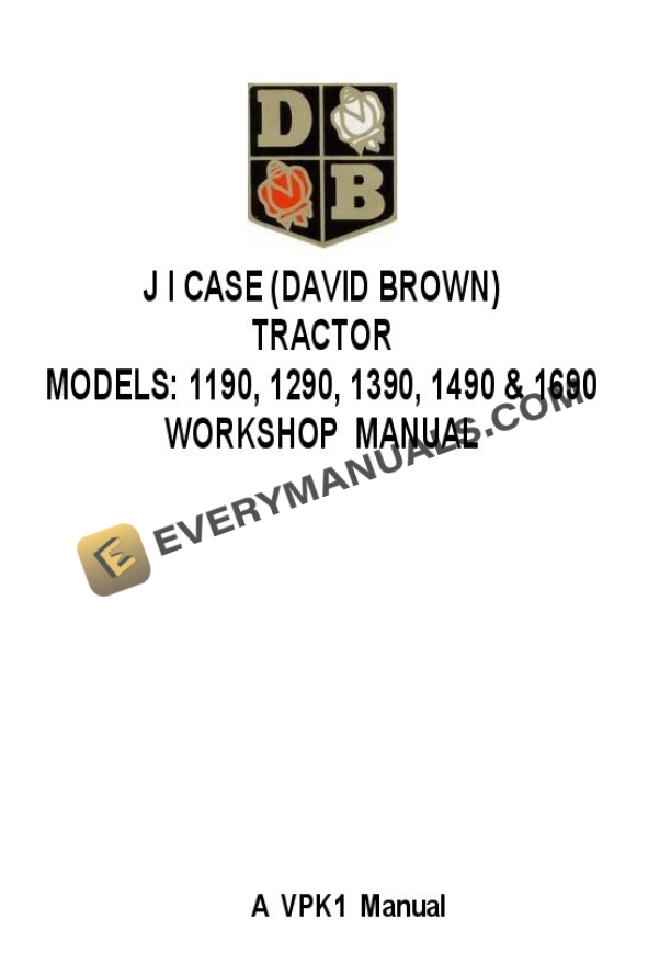 Case David Brown 1190, 1290, 1390, 1490, 1690 Tractor Workshop Manual PDF