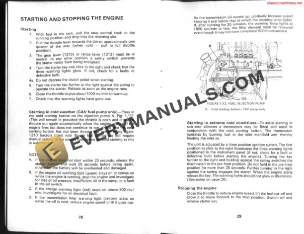 Case David Brown 1210, 1210 4WD, 1212 Tractor Instruction Book 9-5016NA-2