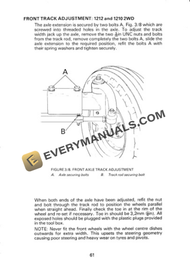 Case David Brown 1210, 1210 4WD, 1212 Tractor Operator Manual 9-5004-3