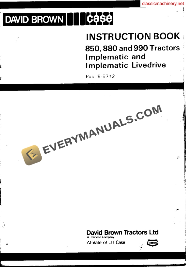 case david brown 850 880 990 tractor implematic livedrive instruction book 9 5712 1