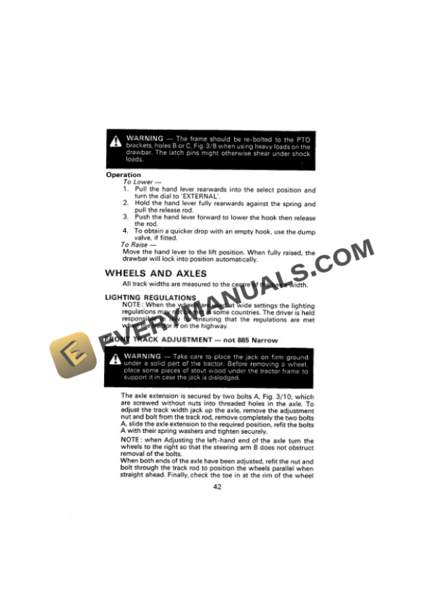 Case David Brown 885, 885N Tractor Operator Manual 9-5206ExUK-3