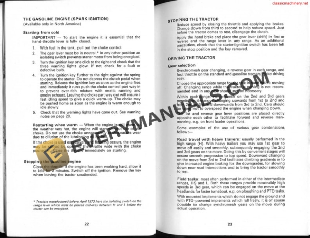 Case David Brown 885,885G, 885 Narrow Tractor Instruction Book TP686-2