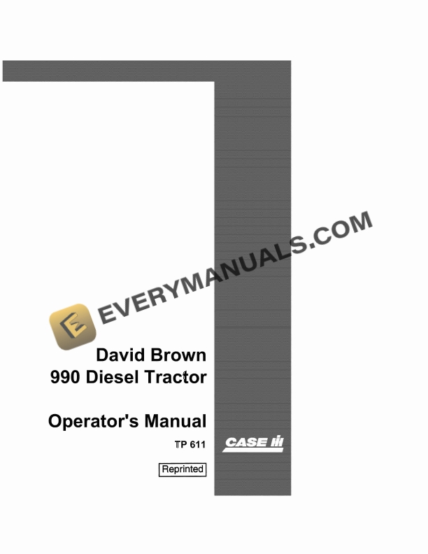 Case David Brown 990 Diesel Tractor Operator Manual TP-611 PDF 1 case david brown 990 diesel tractor operator manual tp 611 1