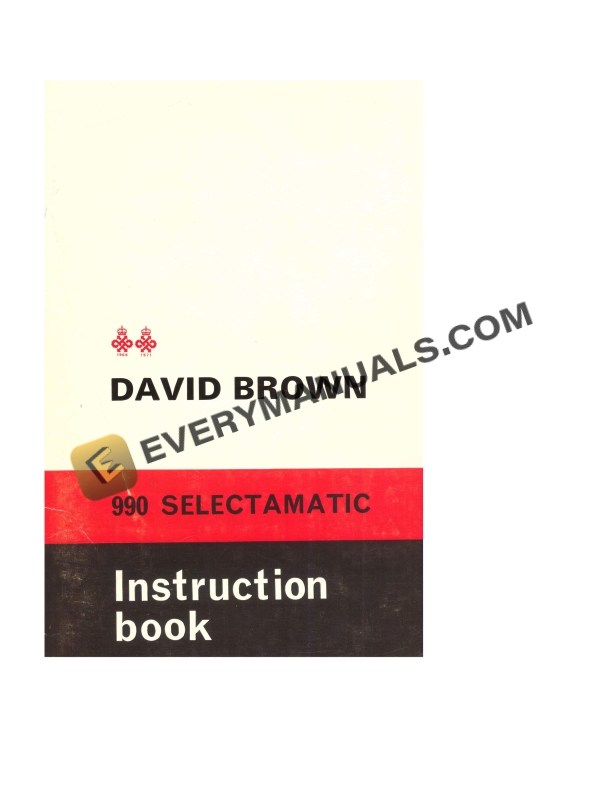 Case David Brown 990 Selectamatic Instruction Book TP-631 PDF