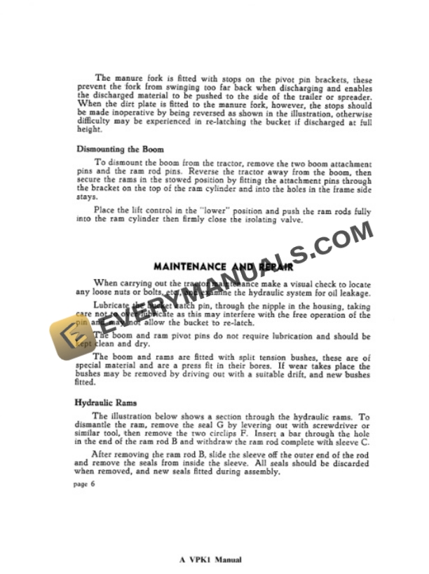 Case David Brown AL 4 Agricultural Loader Operating and Fitting Instruction TP625-5