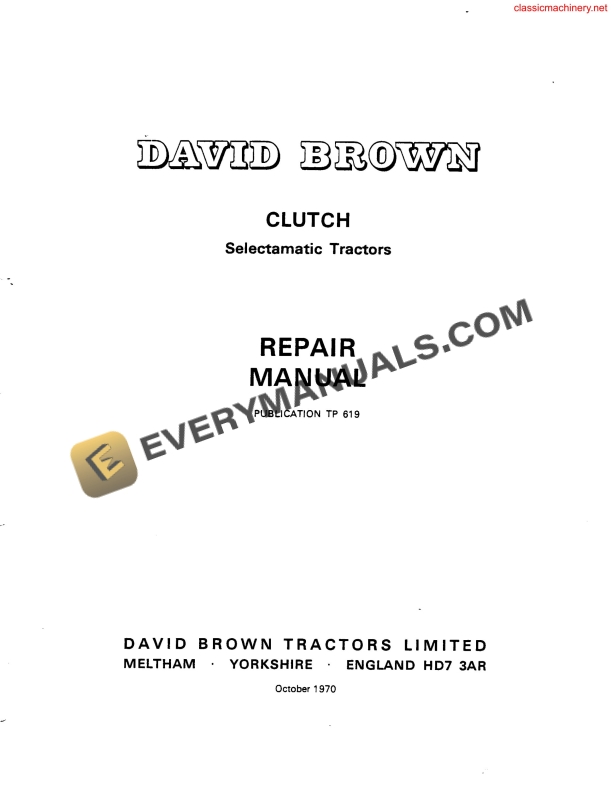 case david brown clutch selectamatic tractor repair manual tp619 1
