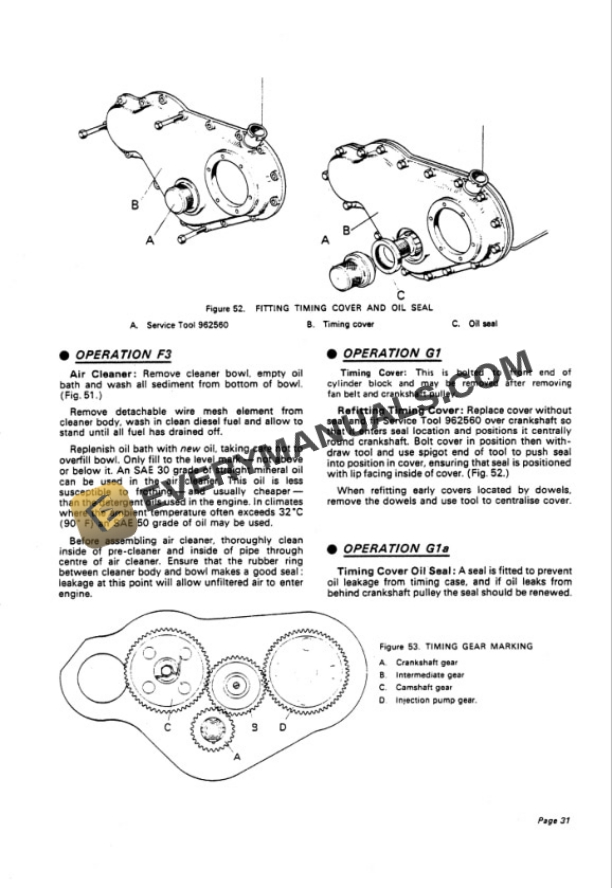 Case David Brown Four-Cylinder Diesel Engine AD4-49, AD4-55 Service Manual 9-37122-5
