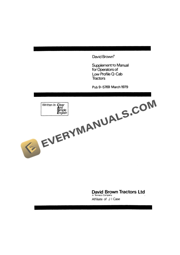 case david brown low profile q cab tractor operator manual 9 5405 1