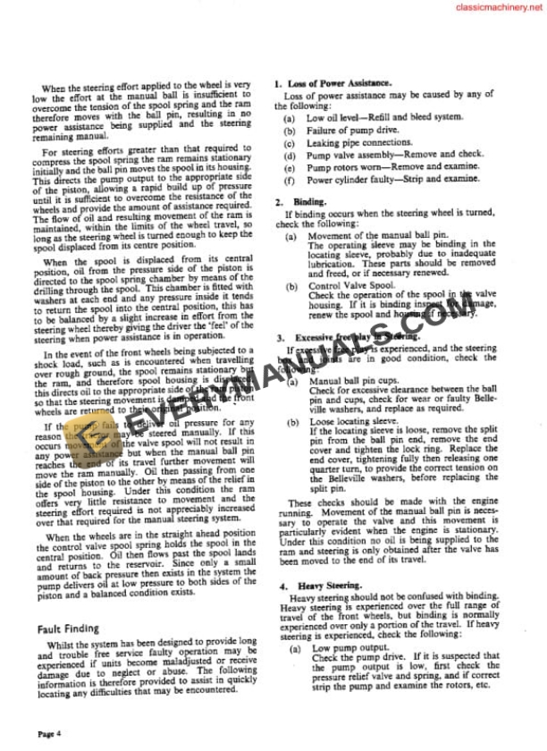 Case David Brown Power-Assisted Steering Tractor Model 850, 880, 950, 990 Repair Manual DBT445-2