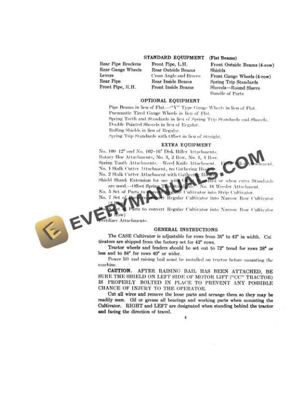 Case DCC2, SCB2, DC84 - Cult DC, SC Tractor Operator Manual DB-1169-2