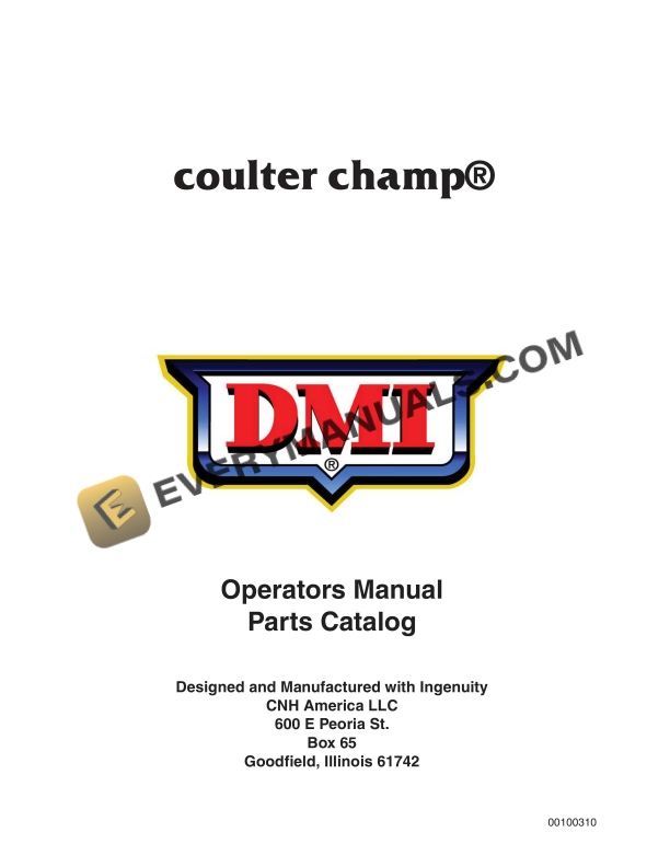 Case DMI Coulter Champ Operators Manual Parts Catalog 100310 PDF
