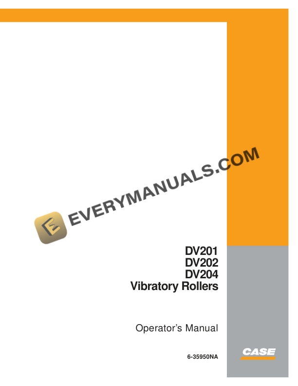 Case DV201, DV202, DV204 Vibratory Roller Operator Manual 6-35950NA PDF 2 case dv201 dv202 dv204 vibratory roller operator manual 6 35950na 1