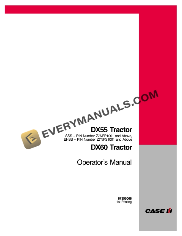 Case DX55, DX60 Tractor Operator Manual 87356068 PDF 3 Case DX55, DX60 Tractor Operator Manual 87356068 PDF