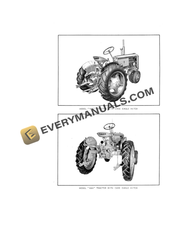 Case Eagle Hitch and Hydraulic System for Models VAC, VA, VAH Tractor Operator Manual RI-162-2