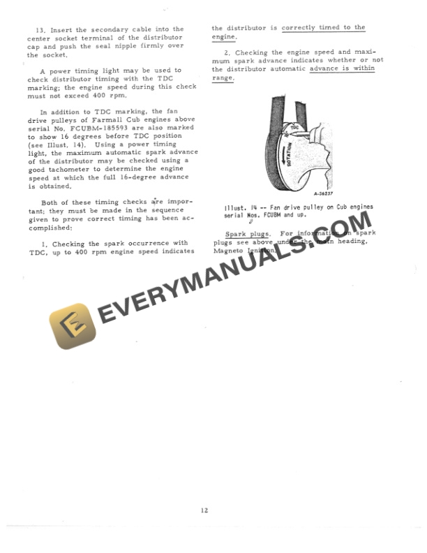 Case Electrical Equipment Farmall Cub Tractor Service Manual GSS-1012-3