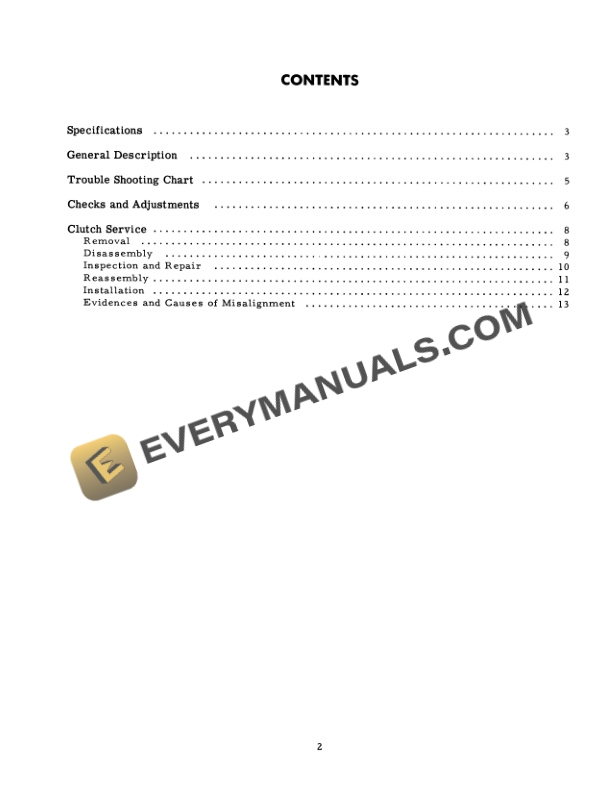 Case Engine Clutch Tractor Series B-275 Service Manual GSS-1245-2