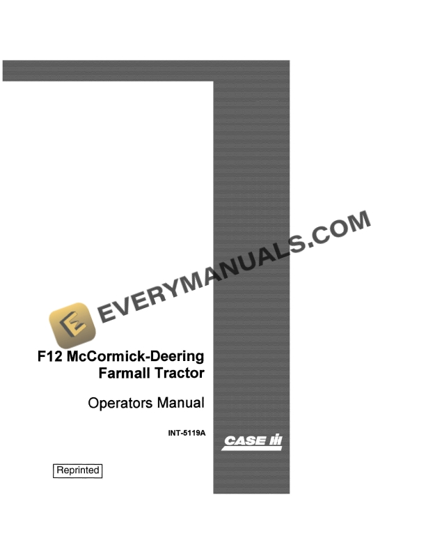 case f12 mccormick deering farmall tractor operator manual int 5119a 1