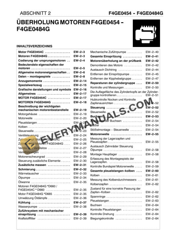 Case F4GE0454C, F4GE0484G Engine Repair Manual 9-88920 GE-2