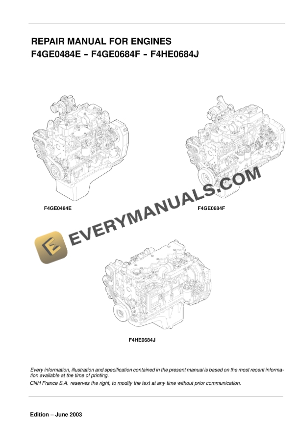 case f4ge0484e f4ge0684f f4he0684j engine repair manual 9 88930 1
